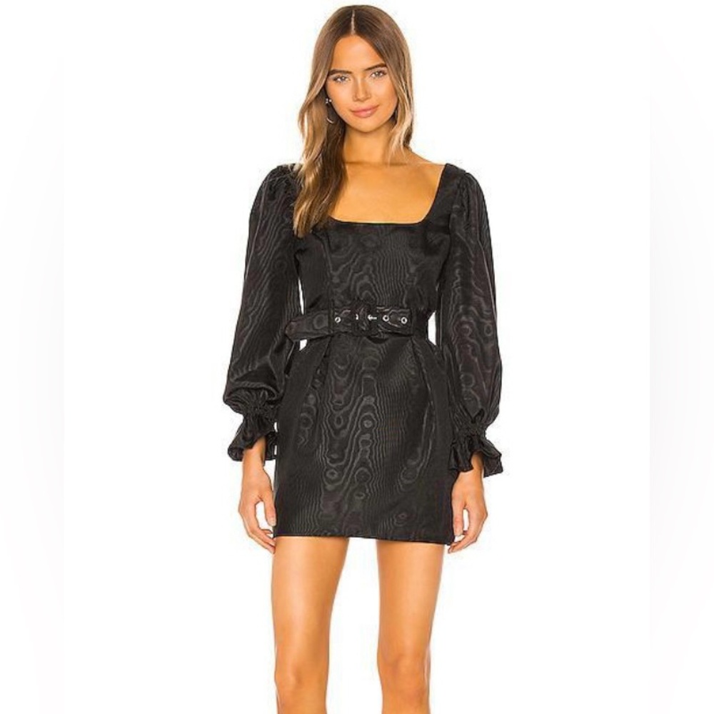 Camila Coelho x Revolve | Belinha Black Mini Dress Sz M Square Neck Puff Sleeve